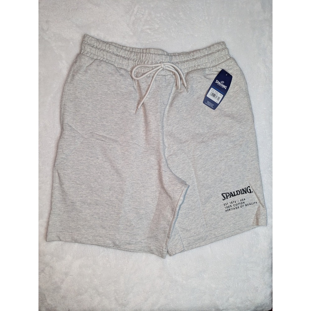 Spalding Mens Gym Essentials Cotton‎ Shorts Heather Grey RH4S296 Size S NWT - Picture 3 of 7